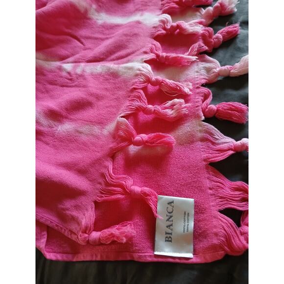 Bianca Pink Tie Dye Tassels Blanket Beach Towel 39 x 66 - Picture 6 of 7